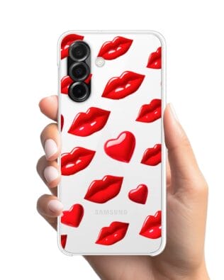 Etui do Samsung Galaxy A26 5G przeźroczyste, silikonowe Flexi, czerwone usta