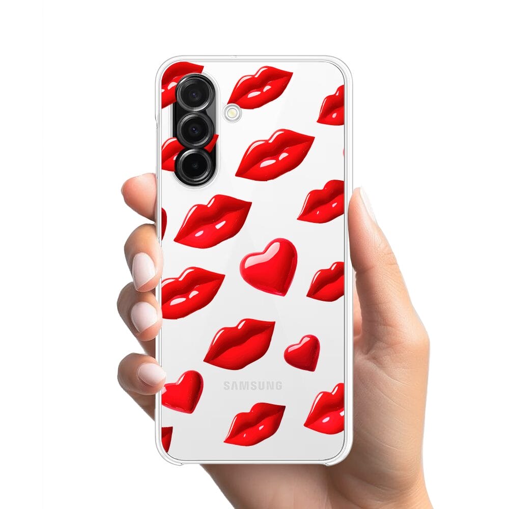 Etui do Samsung Galaxy A26 5G przeźroczyste, silikonowe Flexi, czerwone usta - obrazek 2
