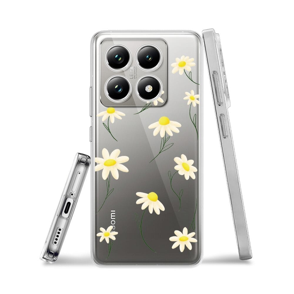 Etui do Xiaomi 14T przeźroczyste, silikonowe Flexi, stokrotki - obrazek 3