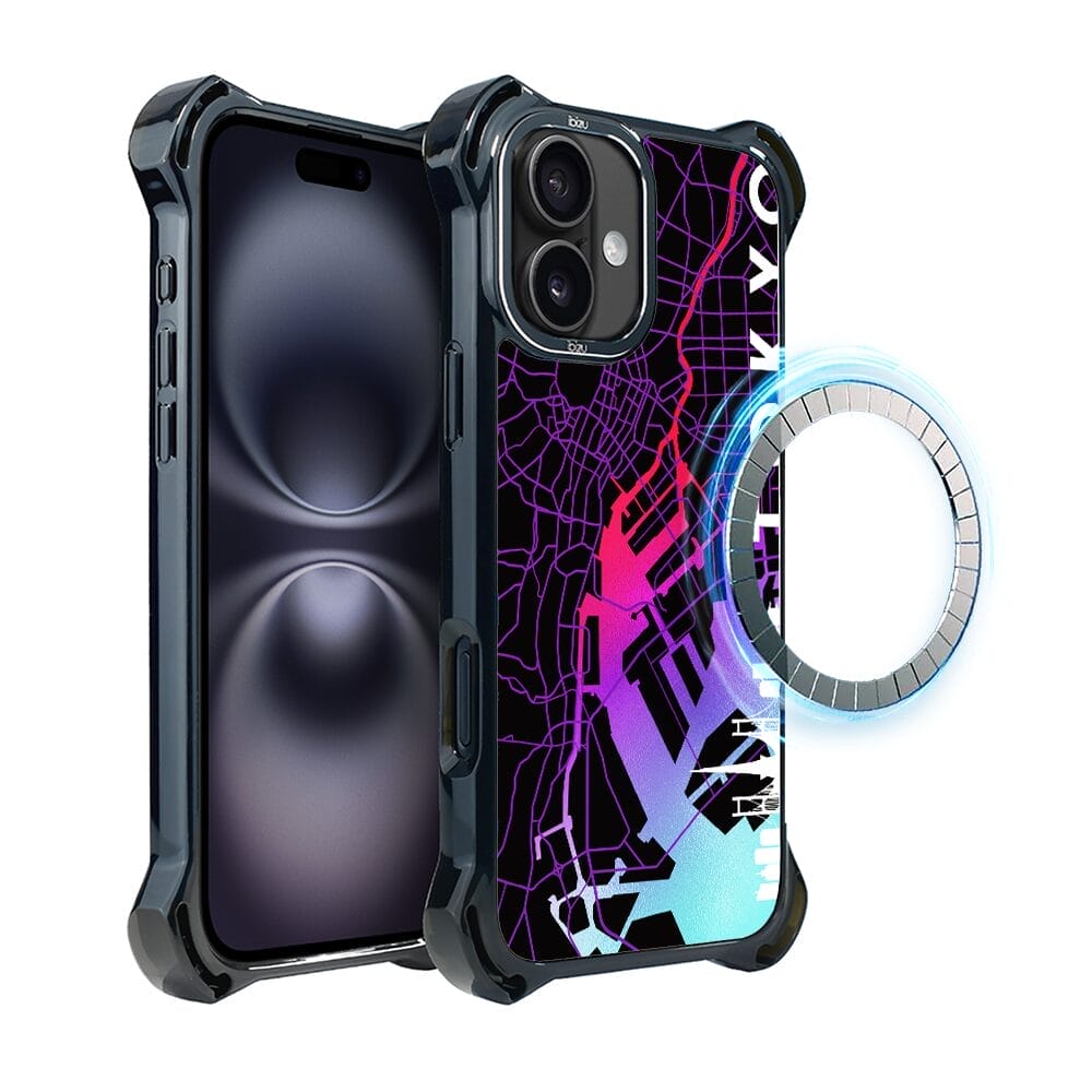 Etui do iPhone 16 IBIZU DropGuard Ultra z MagSafe, mapy świata, Tokyo