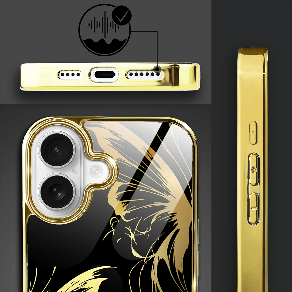 Etui do iPhone 16 IBIZU Elite Glass z MagSafe Golden Midnight, Skrzydła motyla, złote - obrazek 3