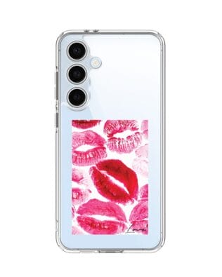 Etui do Samsung Galaxy S24 FE przeźroczyste, silikonowe Flexi, pocałunki z napisem „love”