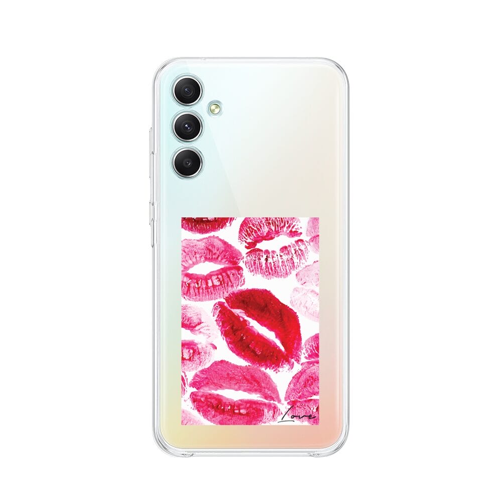 Etui do Samsung Galaxy A34 5G przeźroczyste, silikonowe Flexi, pocałunki z napisem "love"