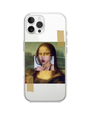 Etui do iPhone 12 Pro Max przeźroczyste, silikonowe Flexi, Mona Lisa z lizakiem