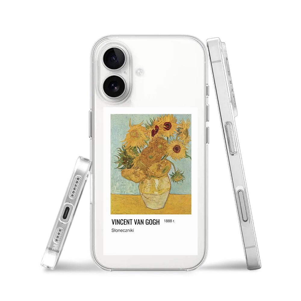 Etui do iPhone 16 przeźroczyste, silikonowe Flexi, słoneczniki Van Gogh - obrazek 3