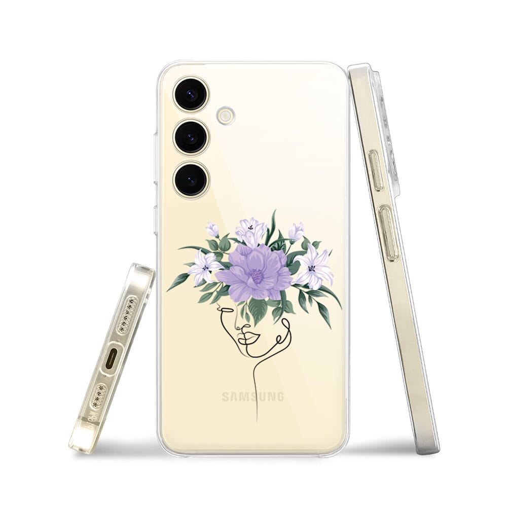 Etui do Samsung Galaxy S24 Plus przeźroczyste, silikonowe Flexi, kobieta z kwiatami - obrazek 3