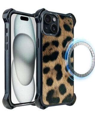 Etui do iPhone 15 IBIZU DropGuard Ultra z MagSafe, Zew Natury, Lampart