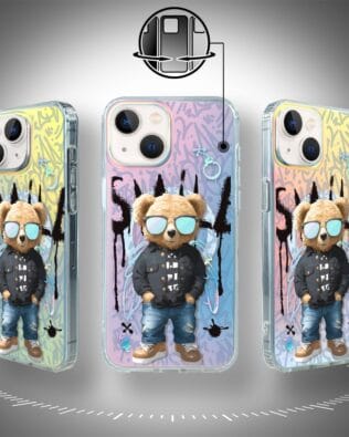 Etui do iPhone 13 IBIZU California Sunset z MagSafe, zmieniające kolor, Graffiti Boy, artystyczny miś