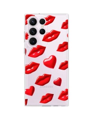 Etui do Samsung Galaxy S23 Ultra przeźroczyste, silikonowe Flexi, czerwone usta