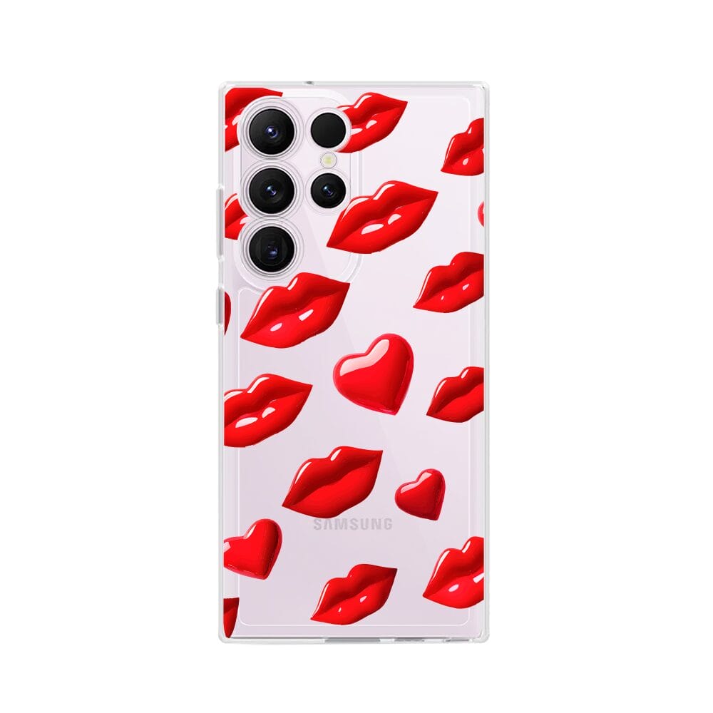 Etui do Samsung Galaxy S23 Ultra przeźroczyste, silikonowe Flexi, czerwone usta