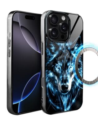 Etui do iPhone 16 Pro IBIZU Elite Glass z MagSafe lodowy wilk, czarny chrom