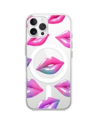 Etui do iPhone 12 Pro Max z MagSafe przeźroczyste, silikonowe Flexi, hologramowe usta