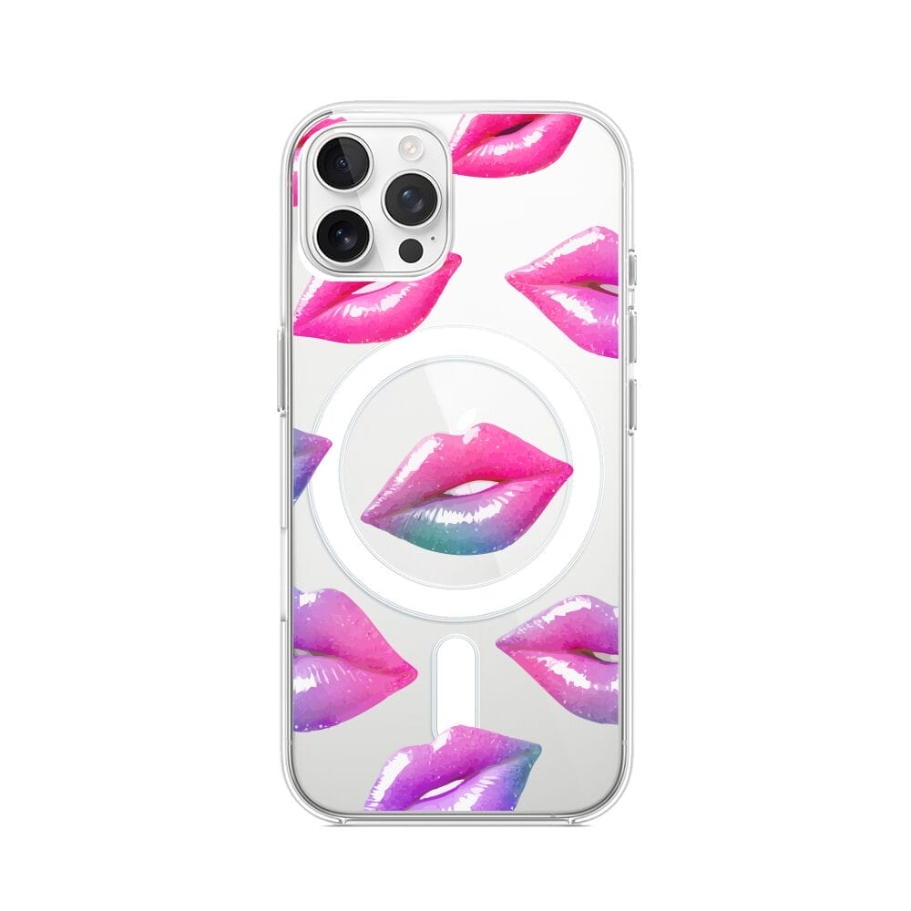 Etui do iPhone 12 Pro Max z MagSafe przeźroczyste, silikonowe Flexi, hologramowe usta