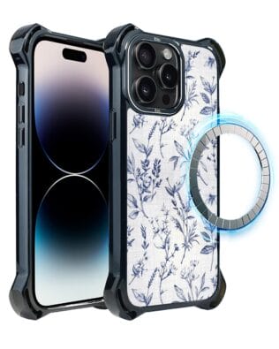 Etui iPhone 14 Pro IBIZU DropGuard Ultra z MagSafe, Pastel Bloom, Lazurowe szepty