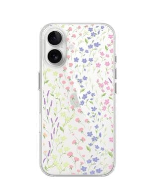 Etui do iPhone 16 Plus przeźroczyste, silikonowe Flexi, kwiaty polne