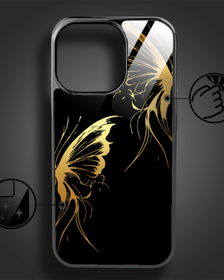 Etui do iPhone 16 Pro IBIZU Elite Glass z MagSafe Golden Midnight, Skrzydła motyla, czarne