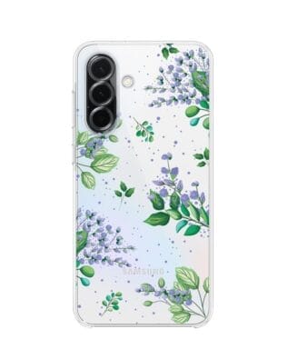 Etui do Samsung Galaxy A36 5G przeźroczyste, silikonowe Flexi, fioletowe kwiatki