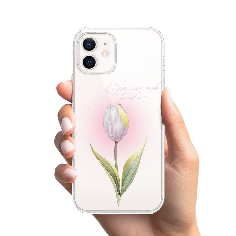 Etui do iPhone 12 przeźroczyste, silikonowe Flexi, kwiaty, tulipan - obrazek 2