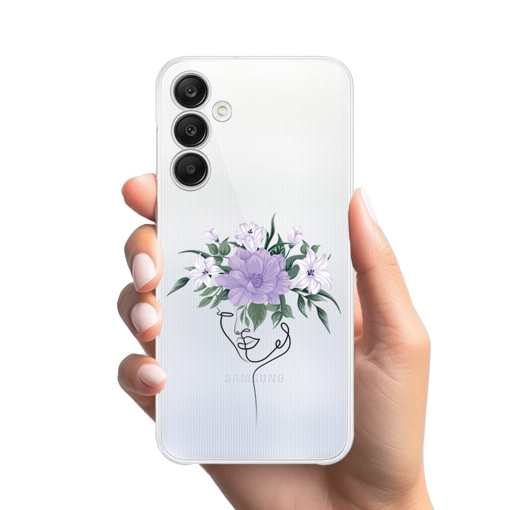 Etui do Samsung Galaxy A25 5G przeźroczyste, silikonowe Flexi, kobieta z kwiatami - obrazek 3