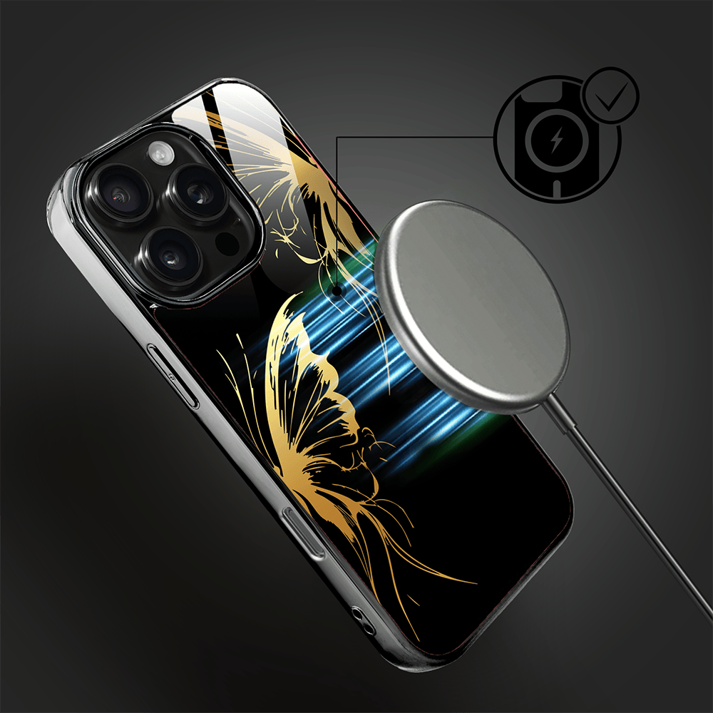 Etui do iPhone 16 Pro Max IBIZU Elite Glass z MagSafe Golden Midnight, Skrzydła motyla, czarne - obrazek 7