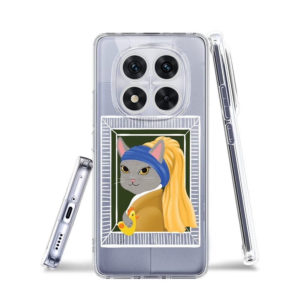 Etui do Xiaomi Redmi Note 14 Pro 5G przeźroczyste, silikonowe Flexi, kotek z kurczakiem - obrazek 3