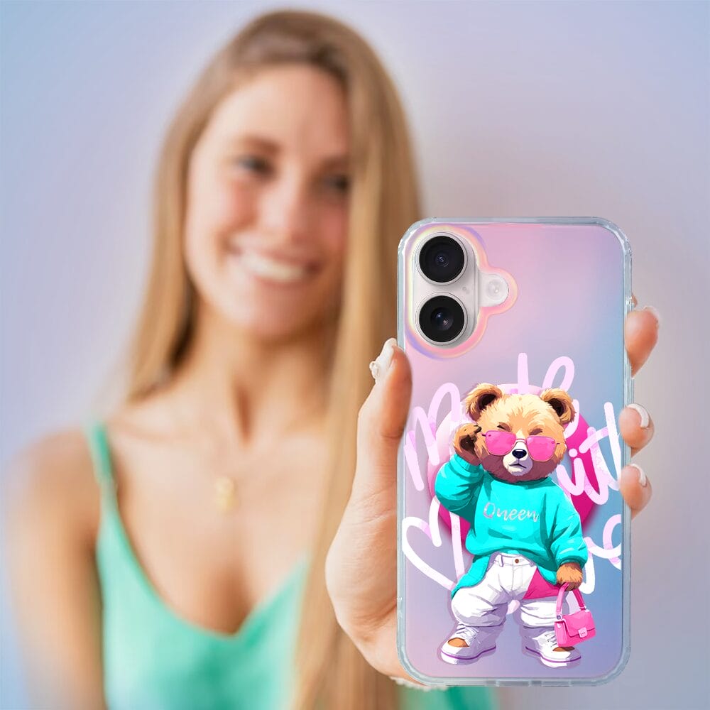 Etui do iPhone 16 Plus IBIZU California Sunset z MagSafe, zmieniające kolor, Pink Queen, stylowy miś - obrazek 5