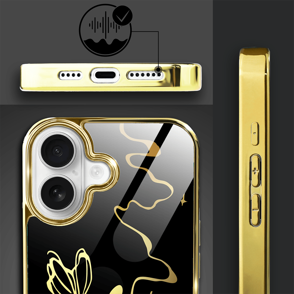 Etui do iPhone 16 IBIZU Elite Glass z MagSafe Golden Midnight, Efekt motyla, złote - obrazek 3