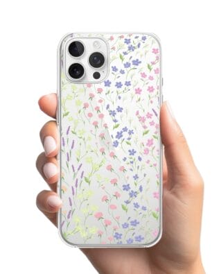 Etui do iPhone 12 Pro przeźroczyste, silikonowe Flexi, kwiaty polne