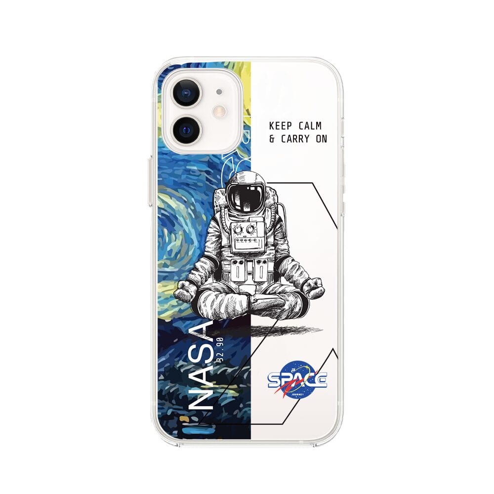 Etui do iPhone 12 przeźroczyste, silikonowe Flexi, Keep Calm in Cosmos
