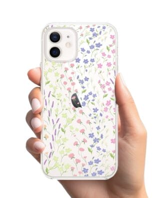 Etui do iPhone 12 przeźroczyste, silikonowe Flexi, kwiaty polne