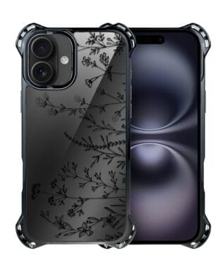 Etui do iPhone 16 IBIZU DropGuard Ultra z MagSafe, Midnight, Dotyk kwiatów