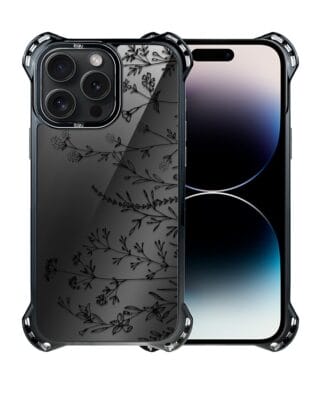 Etui do iPhone 14 Pro IBIZU DropGuard Ultra z MagSafe, Midnight, Dotyk kwiatów