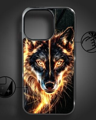 Etui do iPhone 16 Pro IBIZU Elite Glass z MagSafe ognisty wilk, czarny chrom