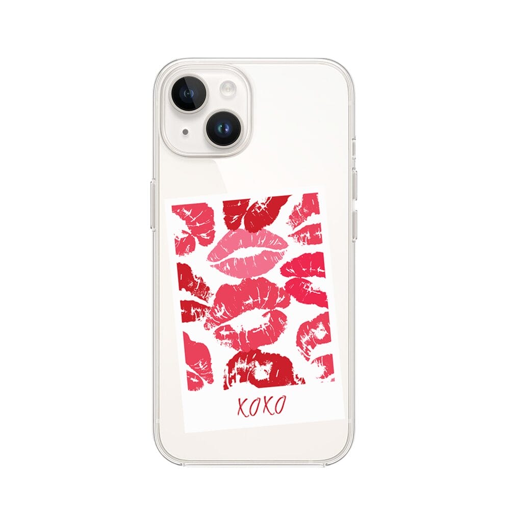 Etui do iPhone 13 Mini przeźroczyste, silikonowe Flexi, pocałunki, polaroid