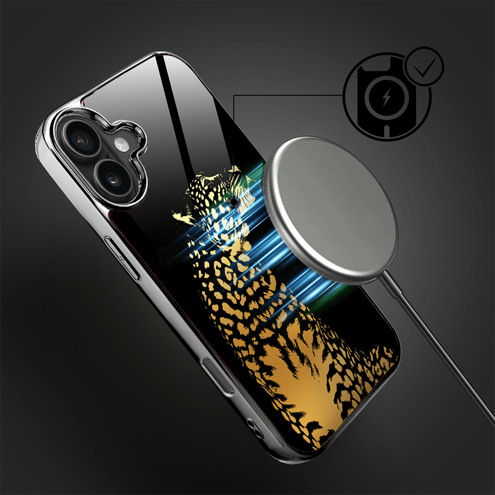 Etui do iPhone 16 IBIZU Elite Glass z MagSafe Golden Midnight, Lampart, czarne - obrazek 7