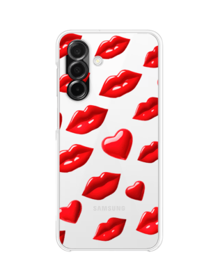 Etui do Samsung Galaxy A26 5G przeźroczyste, silikonowe Flexi, czerwone usta