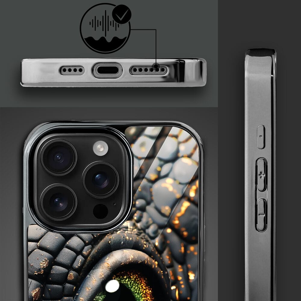 Etui do iPhone 16 Pro IBIZU Elite Glass z MagSafe Magia Azji amber dragon, czarny chrom - obrazek 3