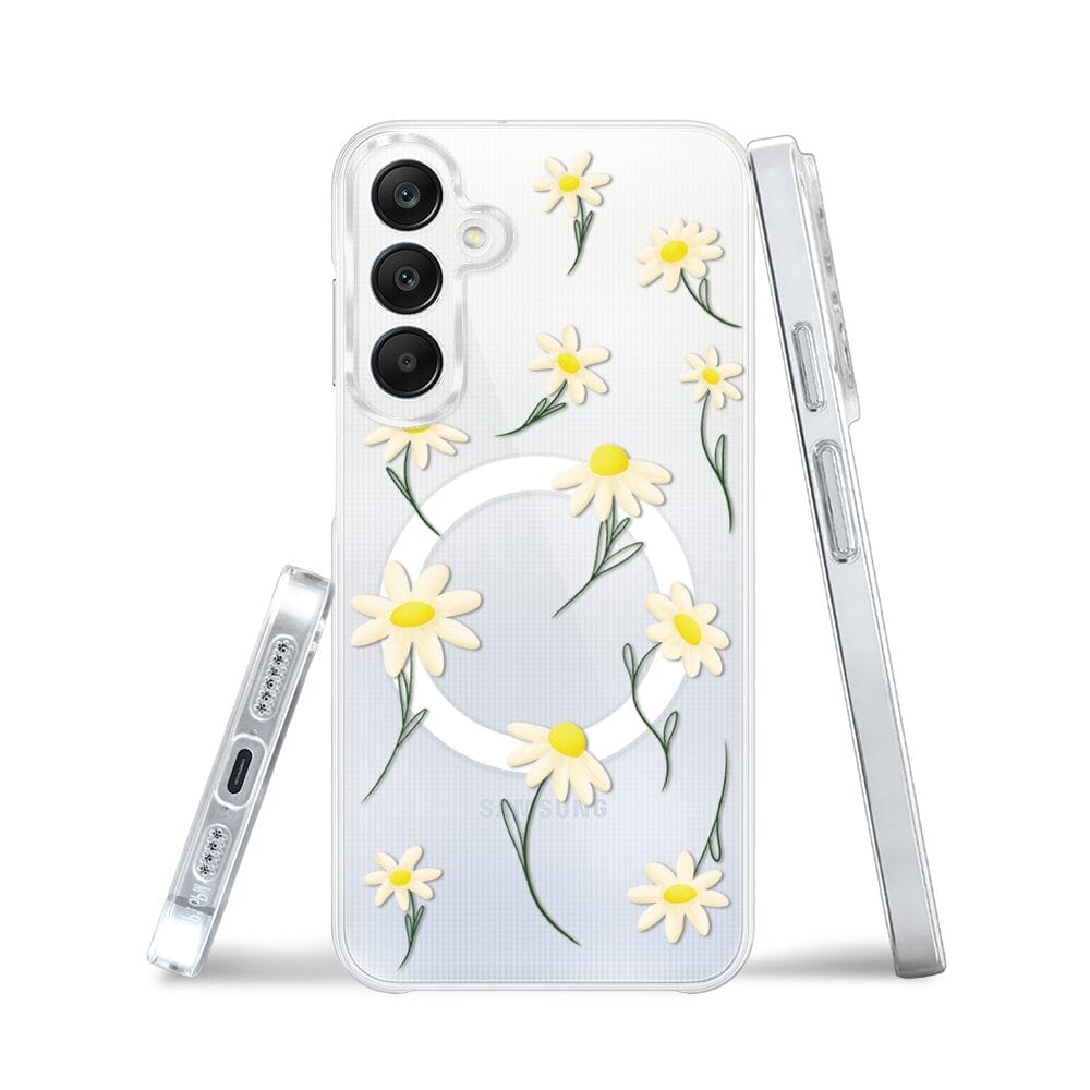 Etui do Samsung Galaxy A25 5G z MagSafe przeźroczyste, silikonowe Flexi, stokrotki - obrazek 3