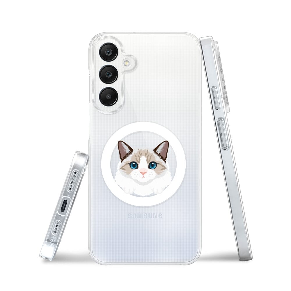 Etui do Samsung Galaxy A25 5G z MagSafe przeźroczyste, silikonowe Flexi, kot birmański - obrazek 3