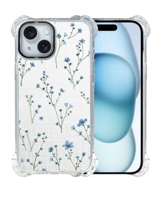 Etui iPhone 15 IBIZU DropGuard Ultra z MagSafe, Pastel Bloom, Niebieski sen
