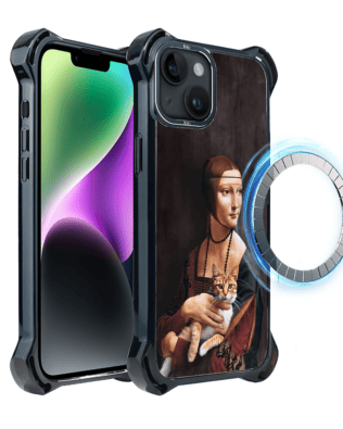 Etui iPhone 14 Plus IBIZU DropGuard Ultra z MagSafe, Leonardo Da Vinci, dama z kotem