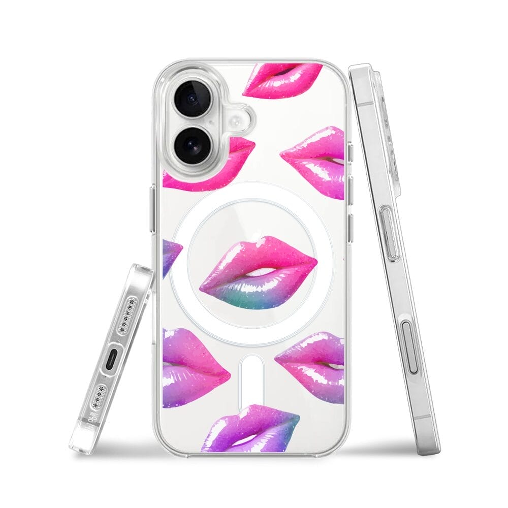 Etui do iPhone 16 z MagSafe przeźroczyste, silikonowe Flexi, hologramowe usta - obrazek 3