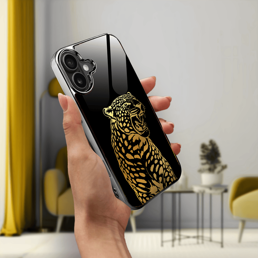 Etui do iPhone 16 IBIZU Elite Glass z MagSafe Golden Midnight, Ryczący Jaguar, czarne - obrazek 5