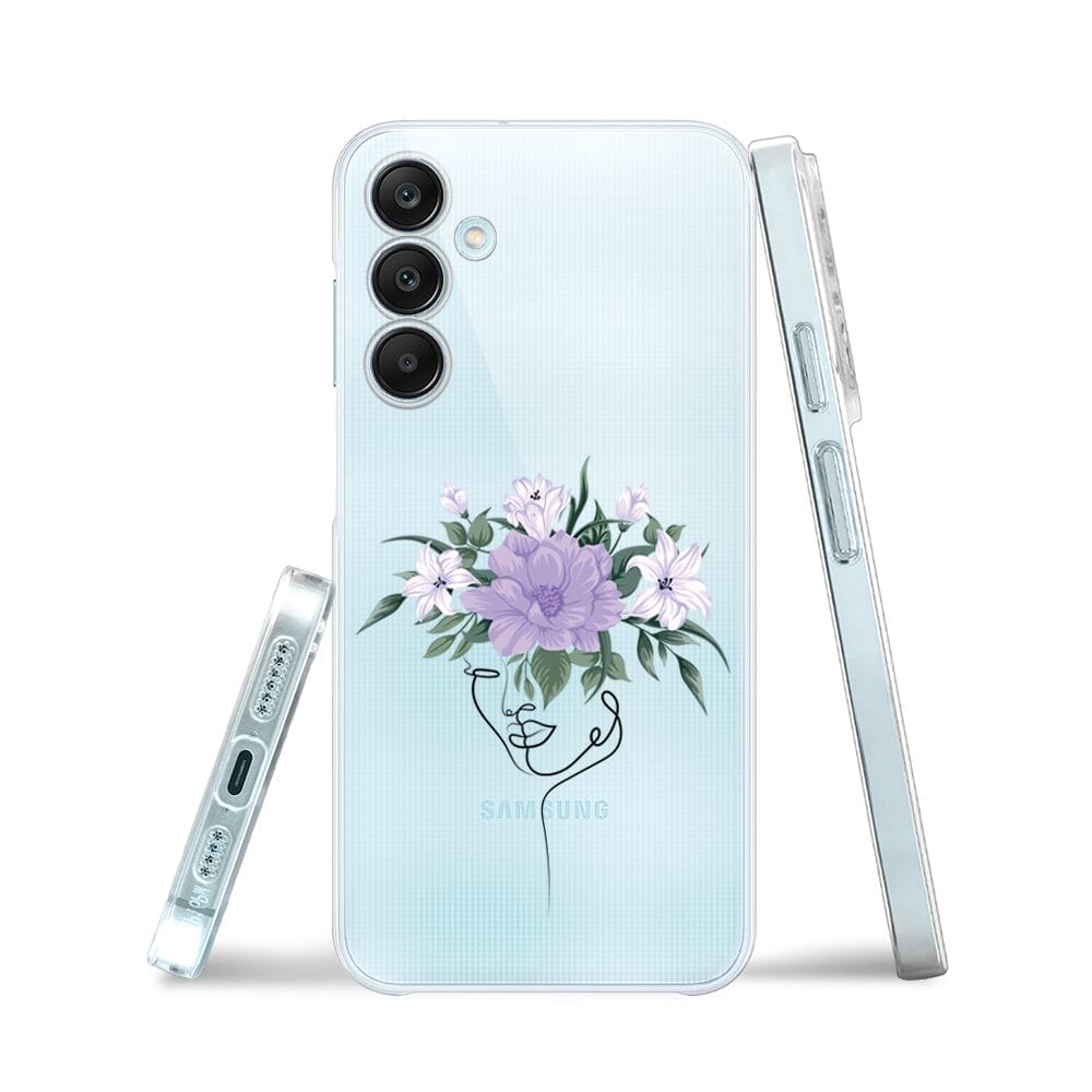Etui do Samsung Galaxy M35 5G przeźroczyste, silikonowe Flexi, kobieta z kwiatami - obrazek 3