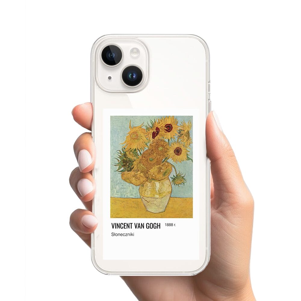 Etui do iPhone 13 Mini przeźroczyste, silikonowe Flexi, słoneczniki Van Gogh - obrazek 2