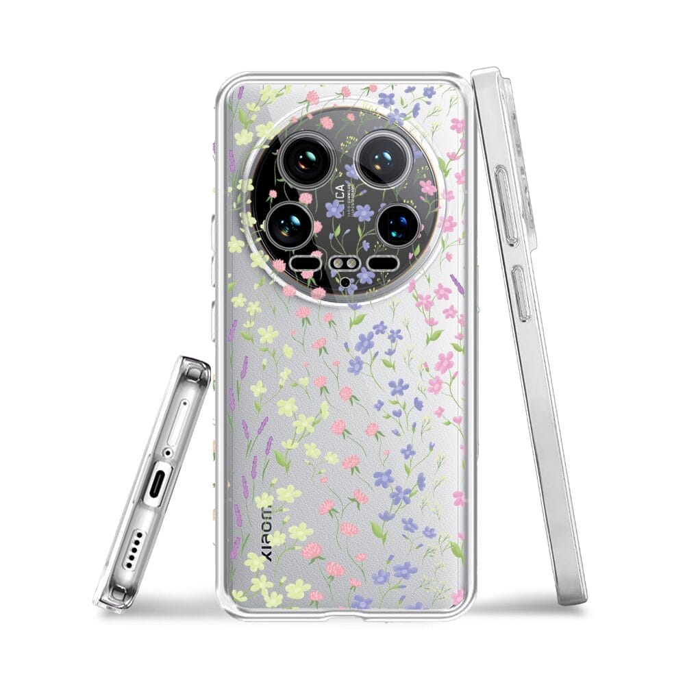 Etui do Xiaomi 14 Ultra przeźroczyste, silikonowe Flexi, kwiaty polne - obrazek 3