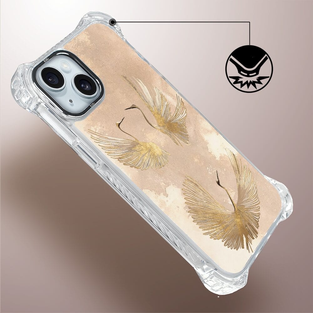 Etui iPhone 15 IBIZU DropGuard Ultra z MagSafe, Boho, Złote żurawie - obrazek 4