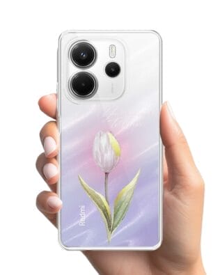 Etui do Xiaomi Redmi Note 14 4G przeźroczyste, silikonowe Flexi, kwiaty, tulipan