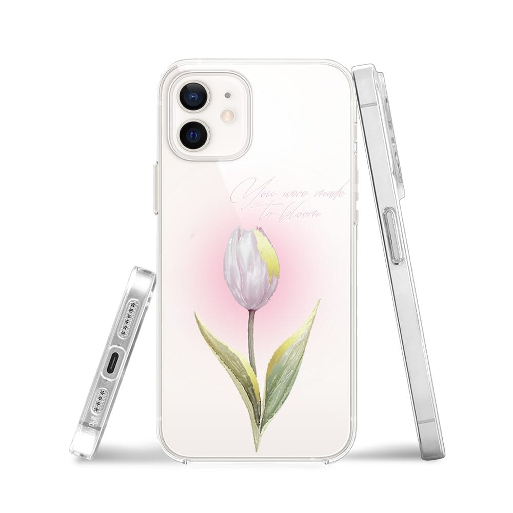 Etui do iPhone 12 przeźroczyste, silikonowe Flexi, kwiaty, tulipan - obrazek 3