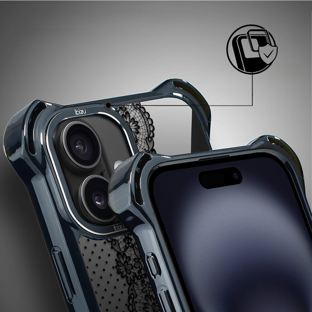 Etui do iPhone 16 Plus IBIZU DropGuard Ultra z MagSafe, Midnight, Ornamentowa koronka - obrazek 3